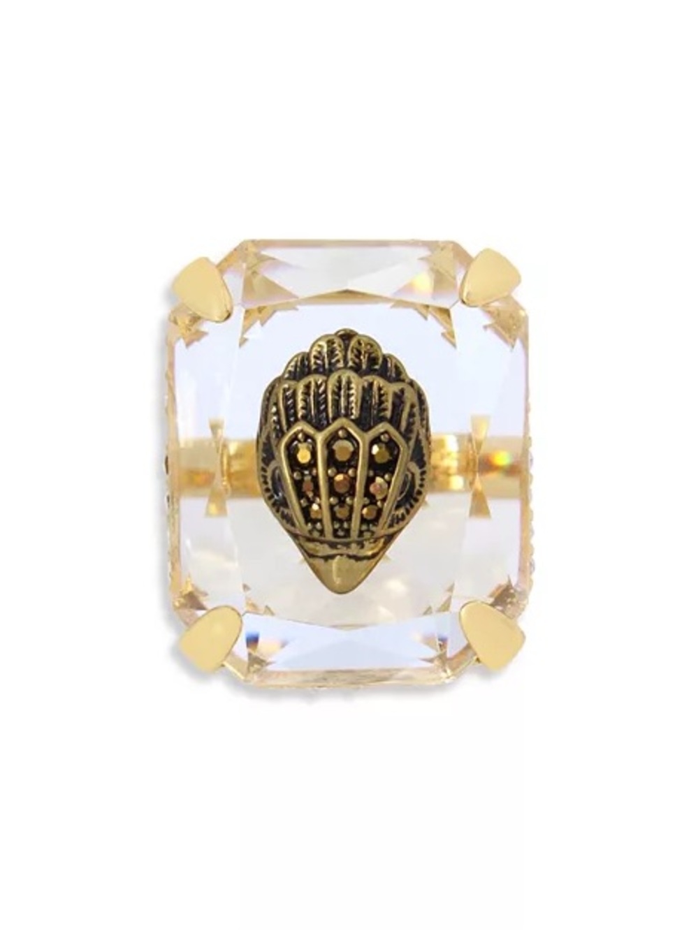 Kurt Geiger Gold-Tone Clear Crystal Statement Ring